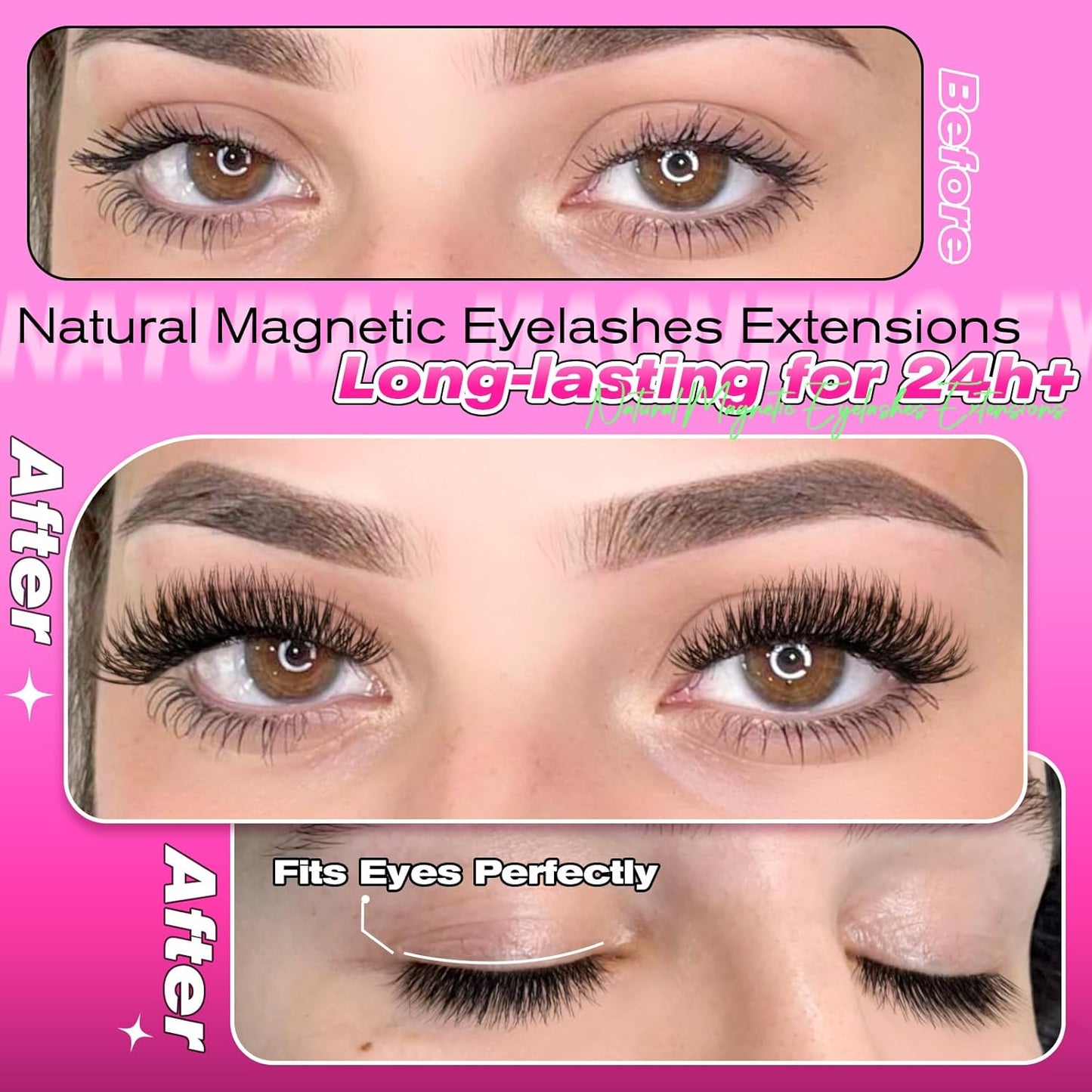 Magnetic Eyelashes without Eyeliner Magnetic Lashes with Applicator Reusable Magnetic Eyelashes Natural Look 3 Styles False Eyelashes Magnetic Lashes No Glue Needed Comfortable Wear by