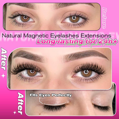 Magnetic Eyelashes without Eyeliner Magnetic Lashes with Applicator Reusable Magnetic Eyelashes Natural Look 3 Styles False Eyelashes Magnetic Lashes No Glue Needed Comfortable Wear by