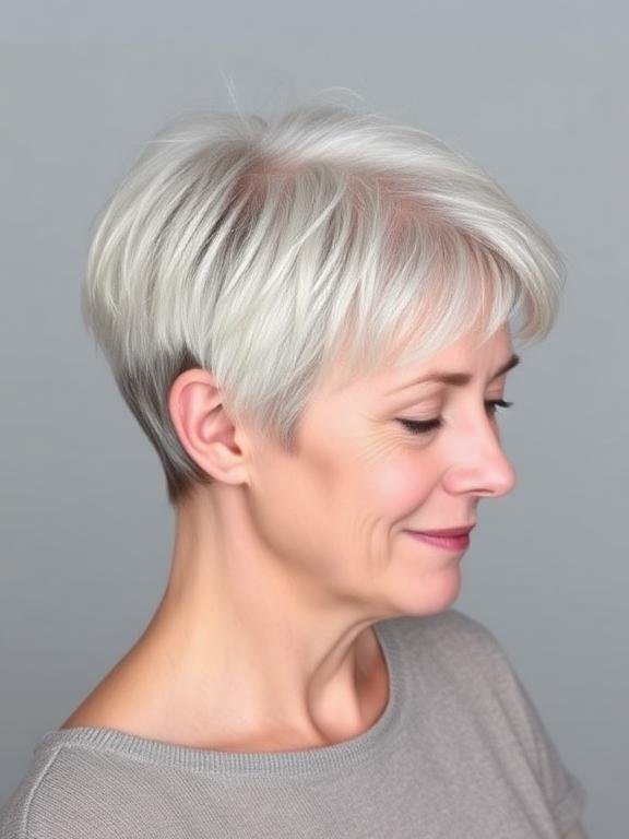 Soft Silver Pixie with Tapered Nape