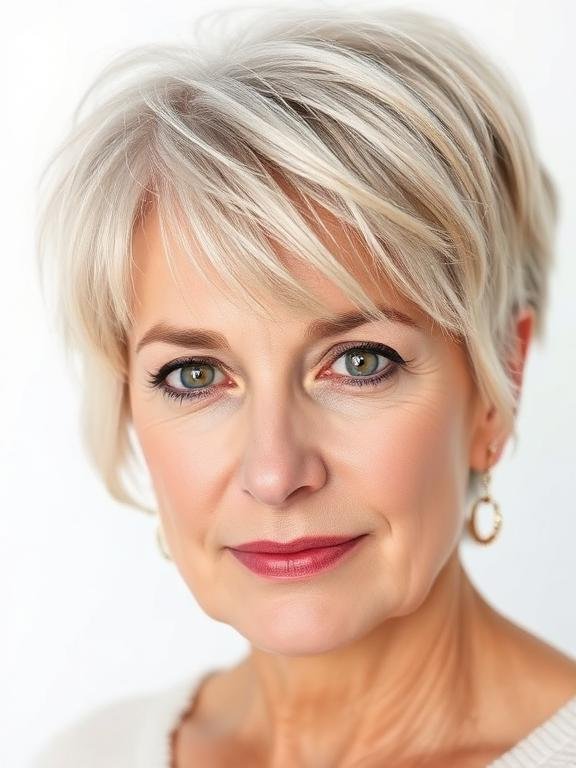 Feathered Ash Blonde Shag with Wispy Fringe
