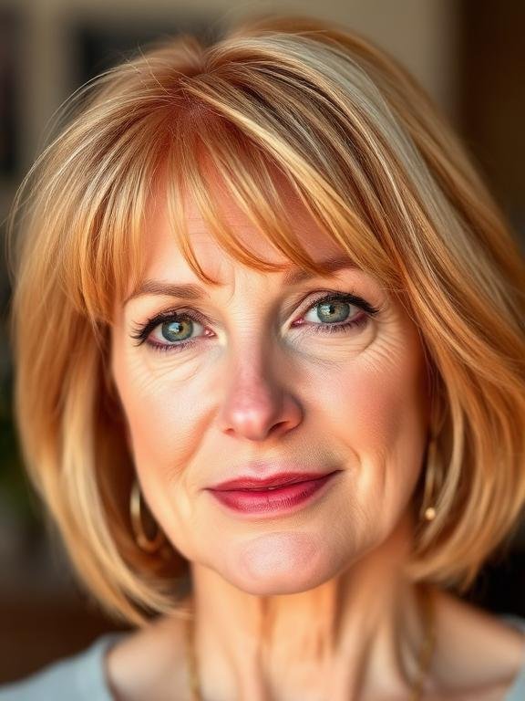 Strawberry Blonde Shag with Soft Curtain Fringe