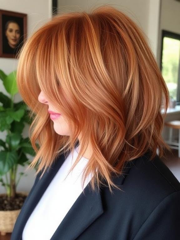 Copper Bob with Long Layers and Flicked Ends
