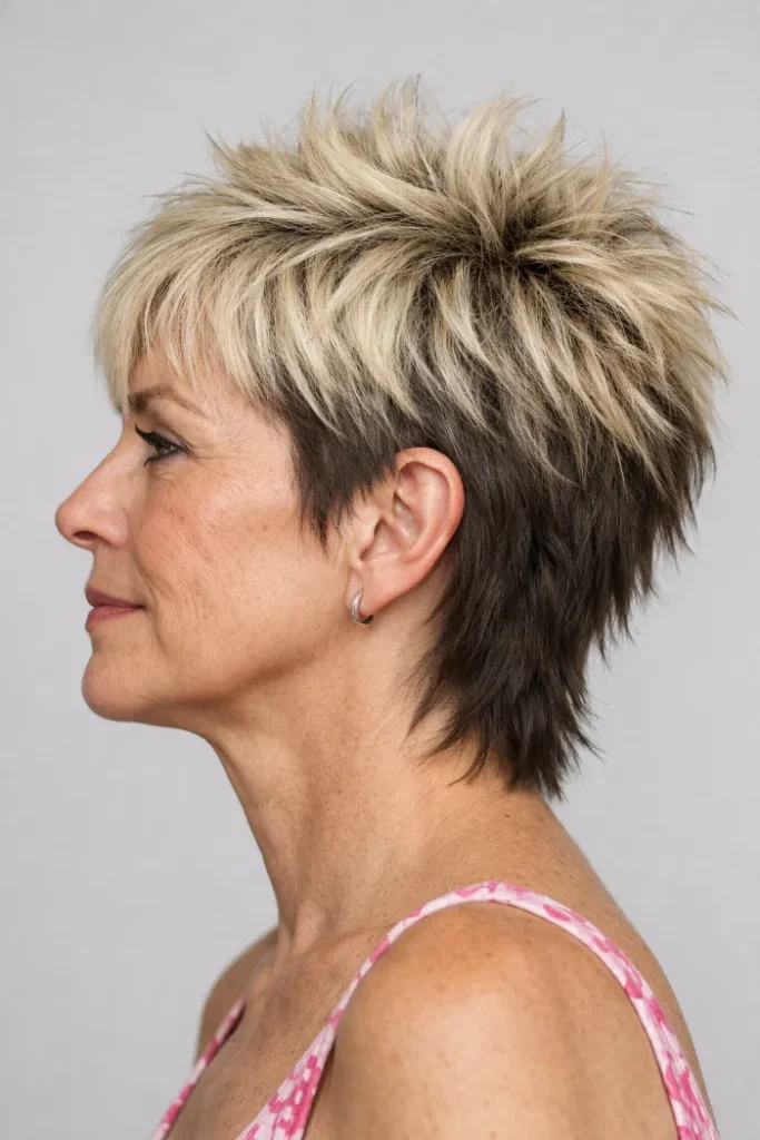 Voluminous Two-Tone Spiky Pixie Mullet