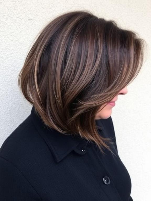 Soft Brunette A-Line Bob with Side Layers