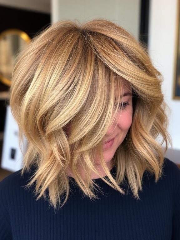 Tousled Caramel Layered Bob
