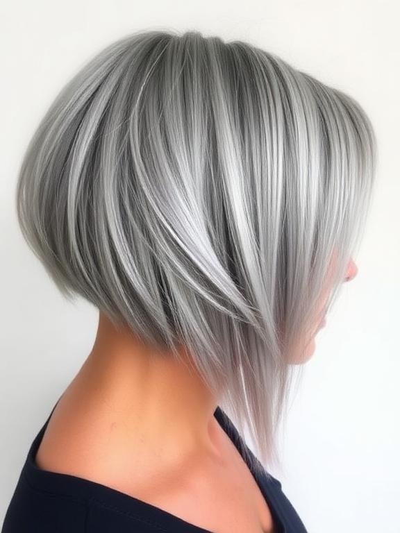 Sleek Grey Bob with Undercut Layers