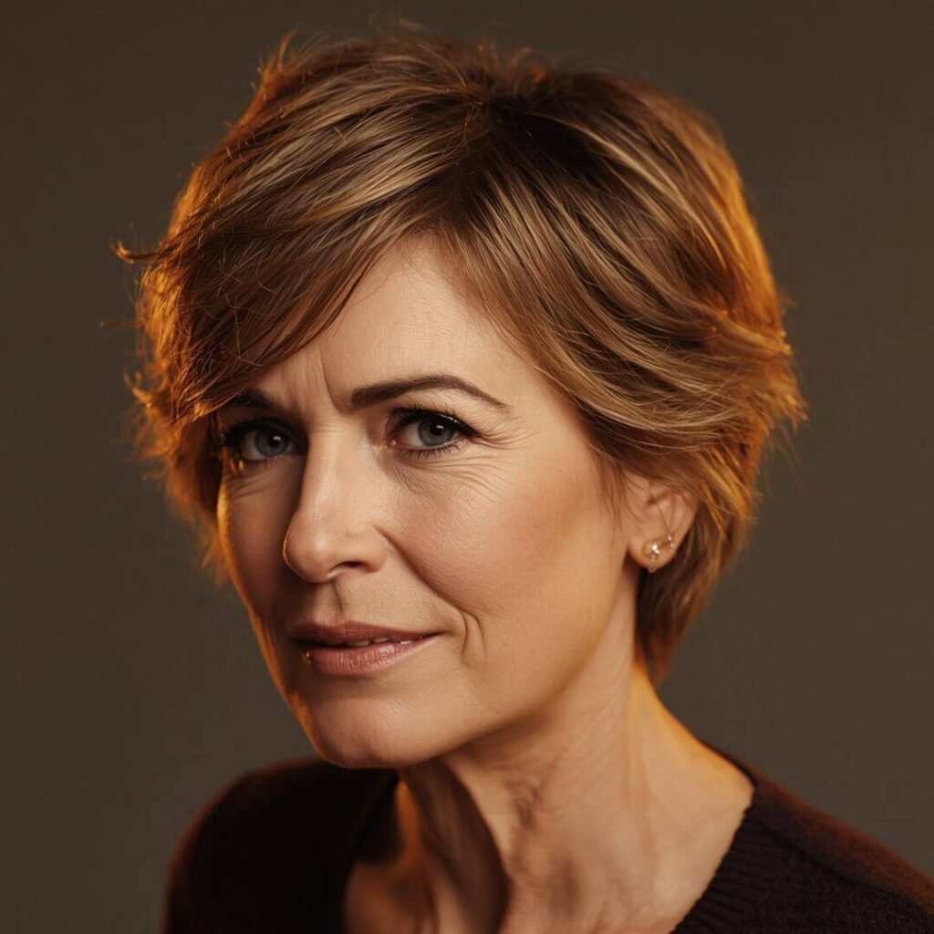 Caramel Highlighted Layered Pixie