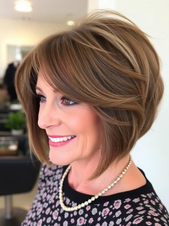 Taupe Bob with Piece-y Crown Layers