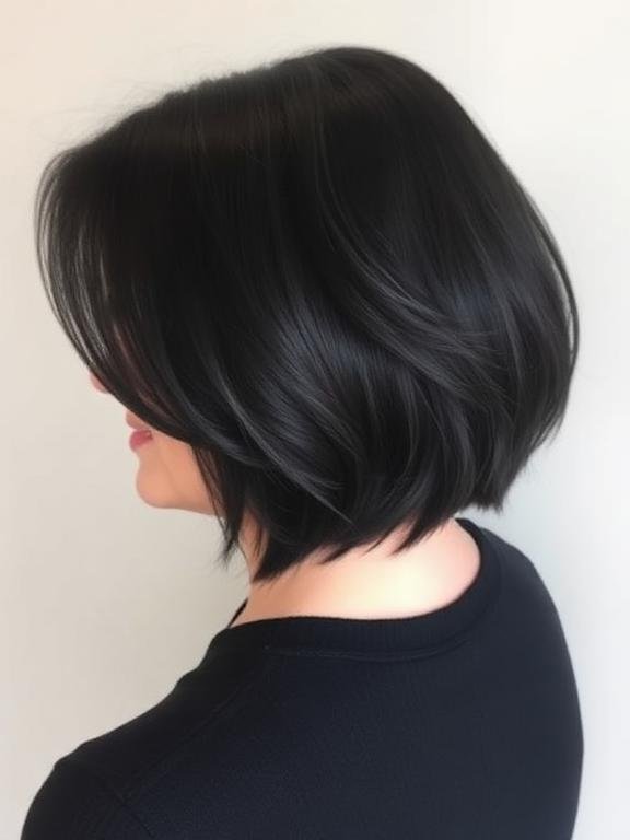 Soft Black Bob with Invisible Layers and Blunt Tips