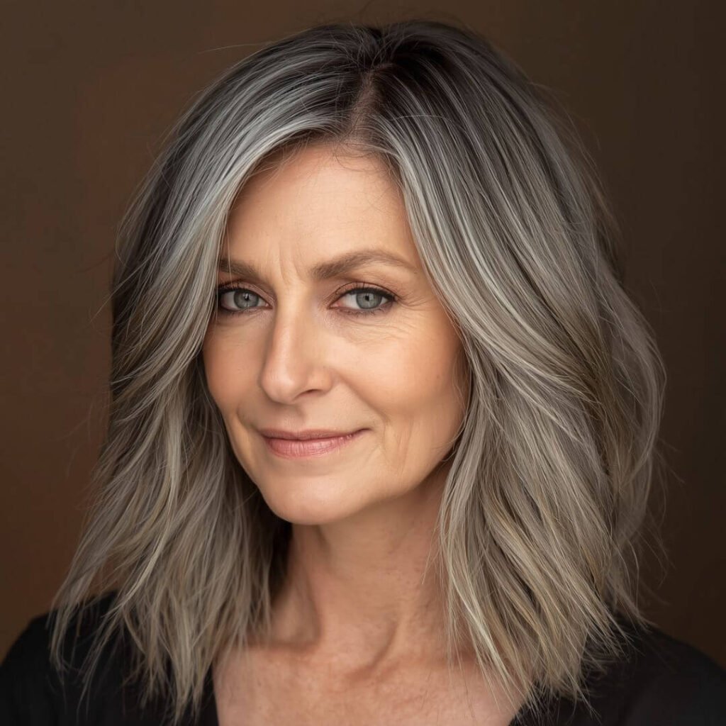Silver Streaked Relaxed Lob