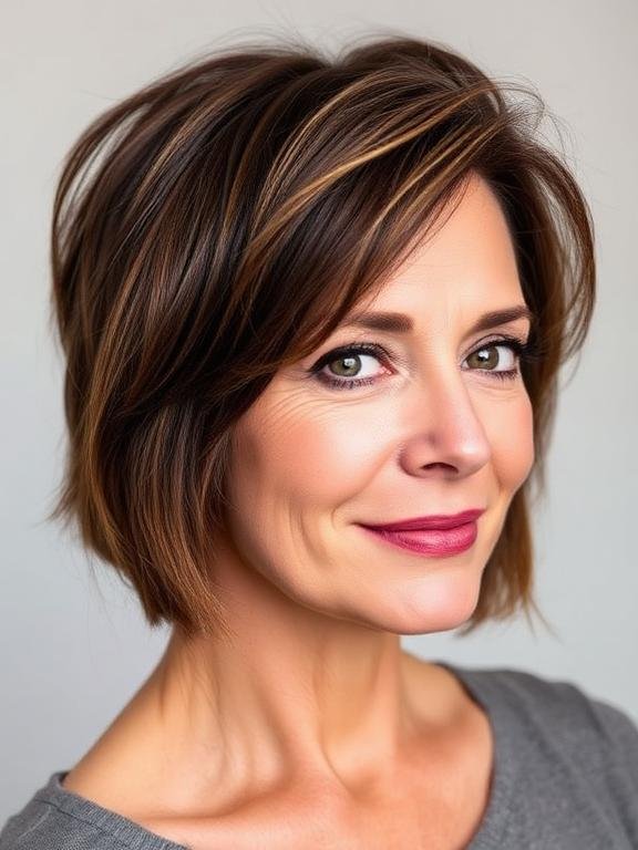 Warm Brunette Shag with Choppy Crown Layers