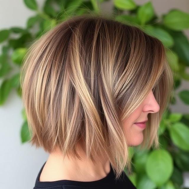 Ash Brown Textured Bob with Wispy Ends