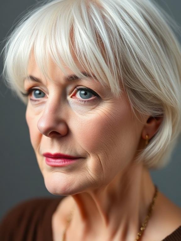 White Blonde Textured Shag with Cropped Fringe