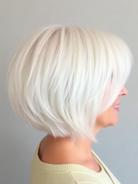 White Bob with Stacked Back and Soft Front Layers