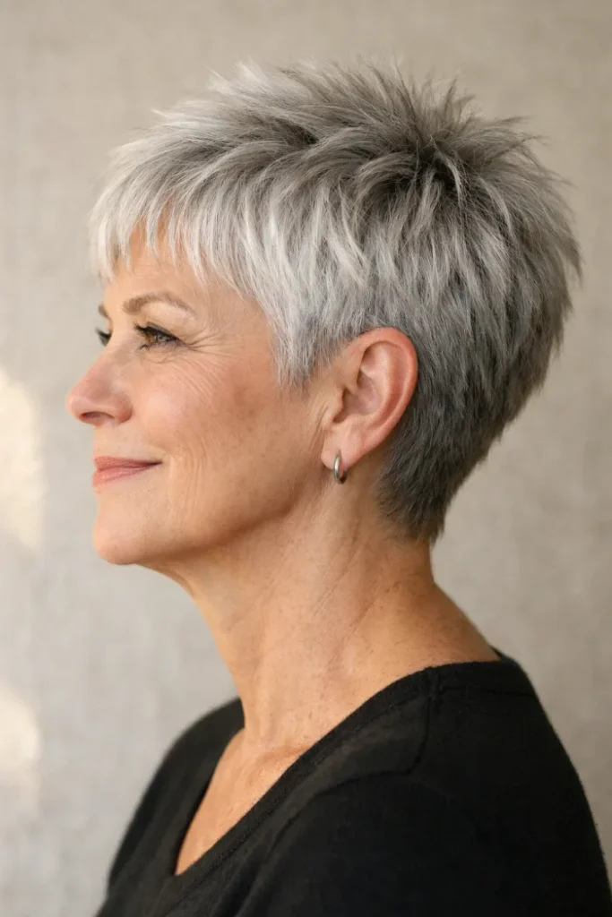 Frosted Ash Pixie with Textured Crown Lift
