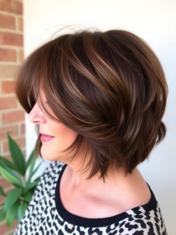 Chestnut Brown Bob with Chunky Face-Framing Layers