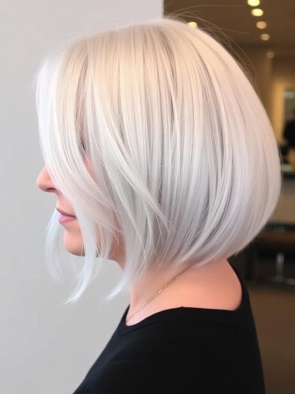 Platinum Blunt Bob with Subtle Internal Layers