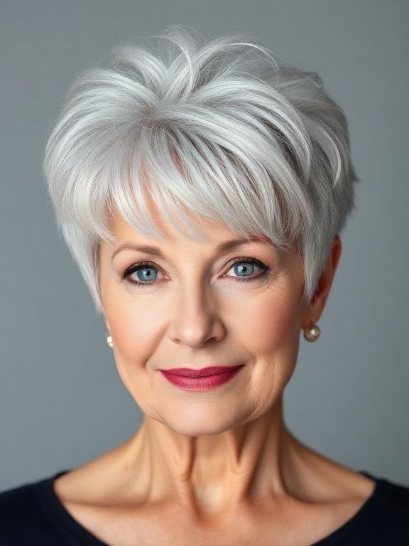 Icy Silver Shag with Voluminous Crown