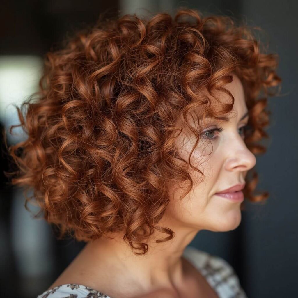 Warm Copper Curly Bob