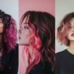 Pink highlights in brown hair